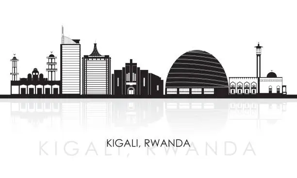 Vector illustration of Silhouette Skyline panorama of city of Kigali, Rwanda