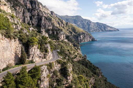 Amazing view on Amalfi coast line of Mediterranean sea, Italy.