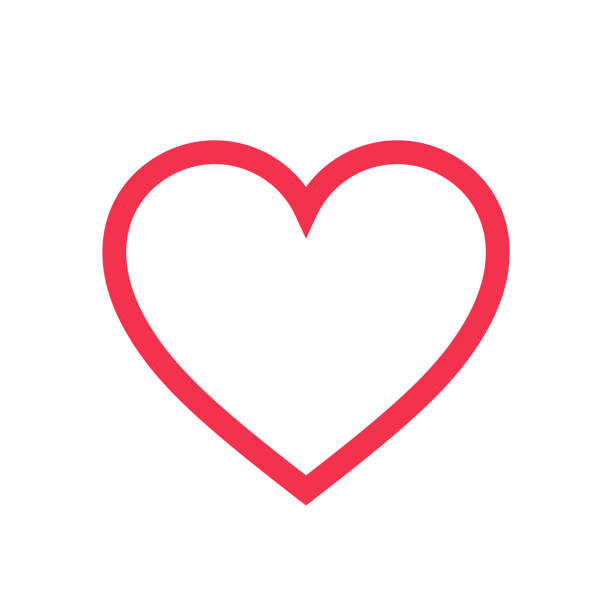 빨간 하트 라인 아이콘입니다. 벡터 - heart stock illustrations