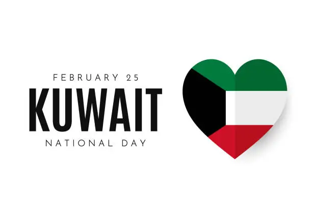 Vector illustration of Kuwait National Day card, background. February 25. Vector