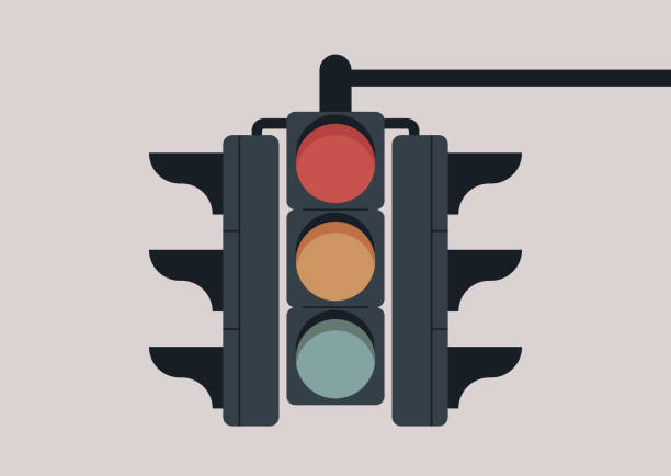 регулирование светофора, пешеходный переход, городская сцена - red light illustrations stock illustrations