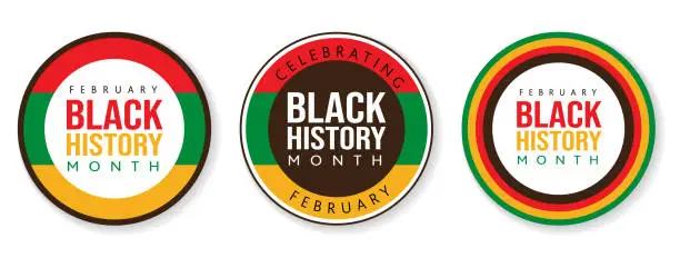 Vector illustration of Black History Month February concept badge or label set design with text on white background