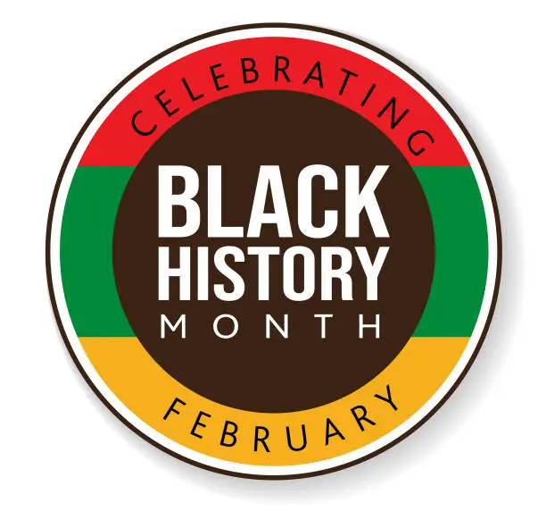 Vector illustration of Black History Month February concept badge or label design with text on white background