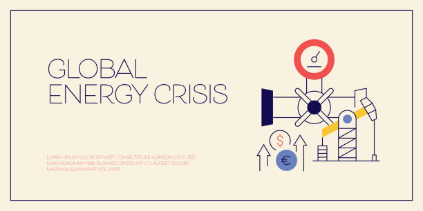 Global Energy Crisis Related Vector Conceptual Illustration. Natural Gas, Fuel, Europe, Russia Global Energy Crisis Related Vector Conceptual Illustration. Natural Gas, Fuel, Europe, Russia gas fired power station stock illustrations