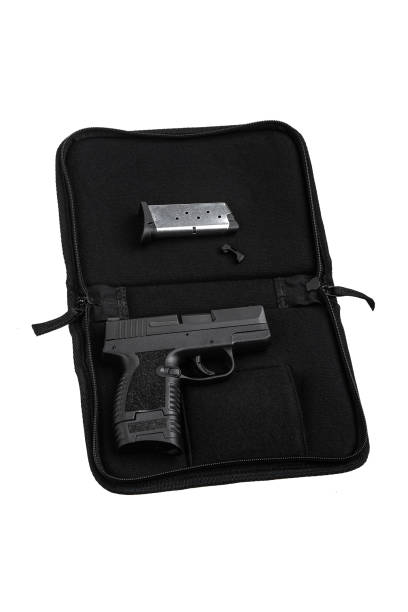 istock Modern semi-automatic pistol isolate on a white background. Armament for the army and police. Short-barreled weapon. 1461174728