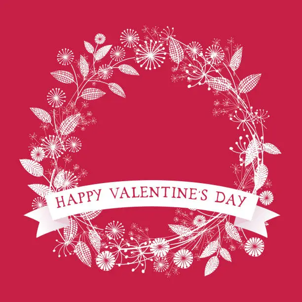 Vector illustration of Wildflower Valentine's Day Border