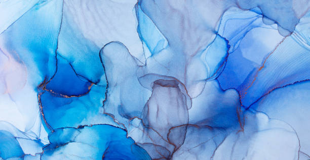 istock Blue hand drawing abstract art background, watercolor, ink art. Fantasy. 1461183043
