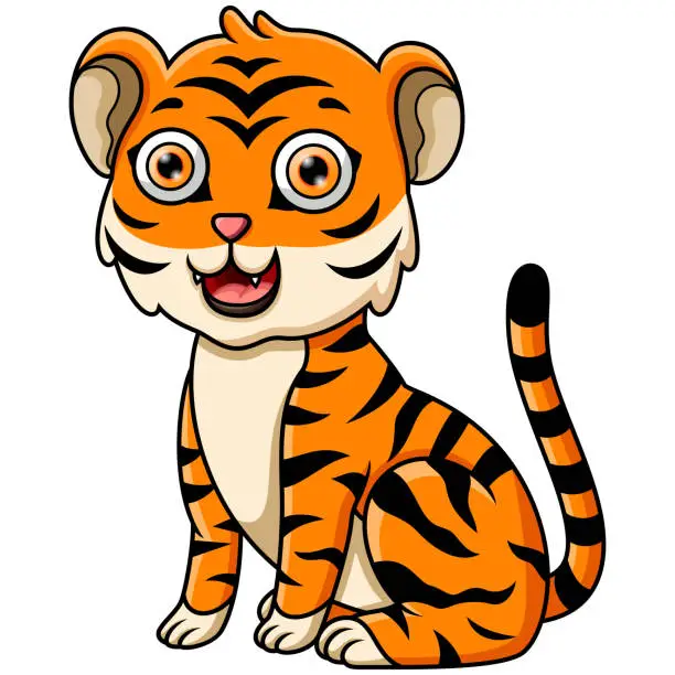 Vector illustration of Cartoon tiger