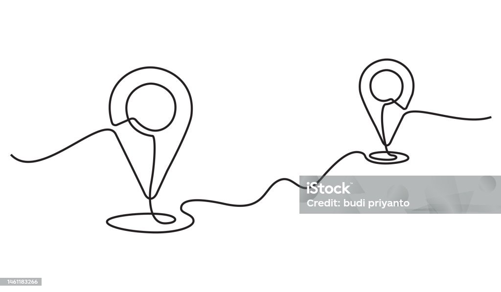 Google Map Pin Drawing Continuous Line Drawing Of Google Map View And Location Mark Pin Stock ...