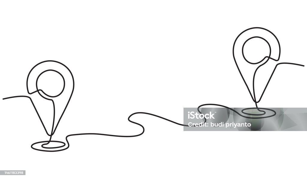 Google Map Pin Drawing Continuous Line Drawing Of Google Map View And Location Mark Pin Stock ...