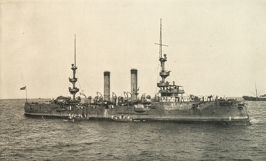 Antique historical photographs from the US Navy and Army, Battleship New Orleans from the 1890's.