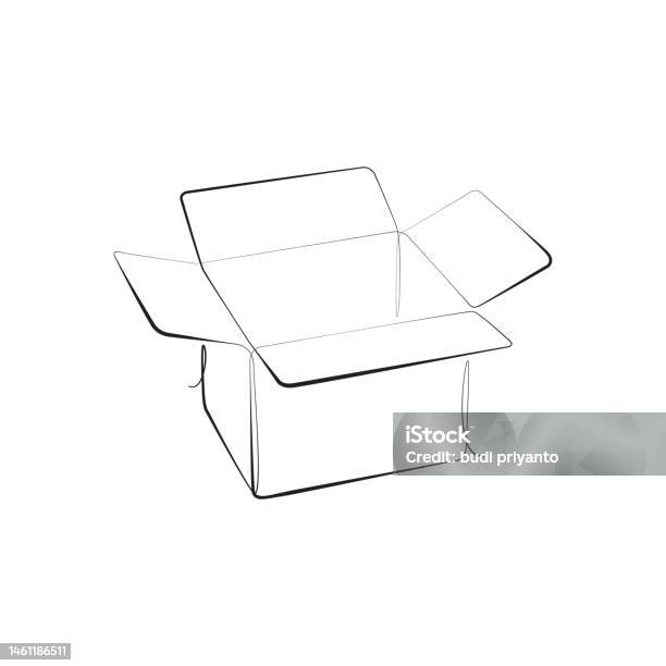 Cardboard Box Design In Single Continuous Line Style Stock Illustration ...