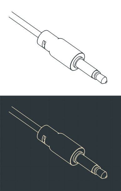 изометрические чертежи мини-джека 3,5 мм - minijack stock illustrations