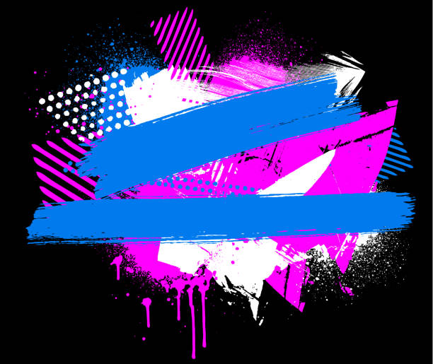 ilustraciones, imágenes clip art, dibujos animados e iconos de stock de ilustración vectorial de fondo de textura grunge rosa y azul - spray paint vandalism symbol paint