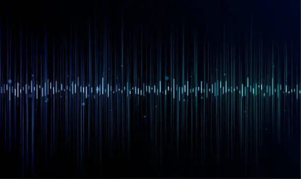 Vector illustration of Abstract blue sound wave lines background