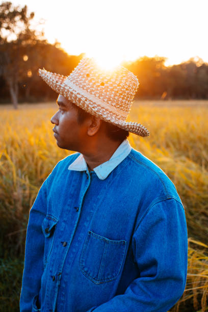 happy farmer in ricefield