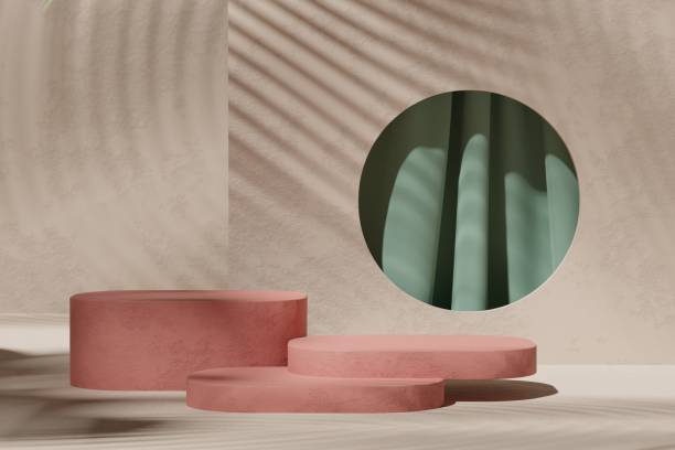 istock Empty 3D display product minimal scene with geometric podium platform.Cosmetics or beauty product promotion mockup. 3D render illustration. 1461194191