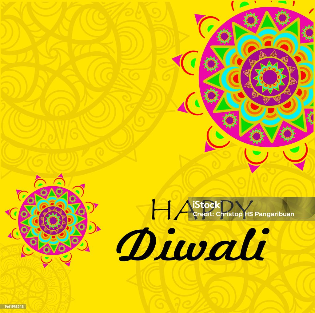 Happy Diwali Festival Of Lights Poster Design Wallpaper The Background With  Flower Elements And Mandala Vectors Stock Illustration - Download Image Now  - iStock