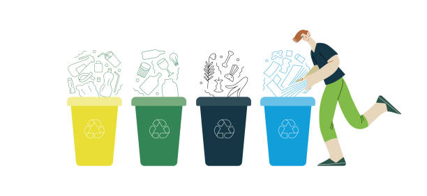 Ecology - Waste sorting vector art illustration