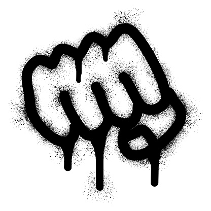 Hand fist graffiti with black Spray paint. Vector illustration