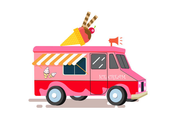 istock Classic summer ice cream van. Ice cream van with big ice cream cone on a roof. 1461205807