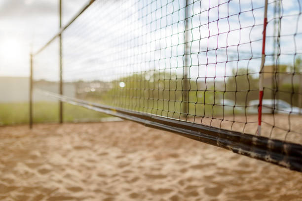Volleyball net detail during sunset. Volleyball – Latin America