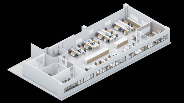 istock Isometric view of a office area,reception and meeting room, 3d rendering. 1461210920