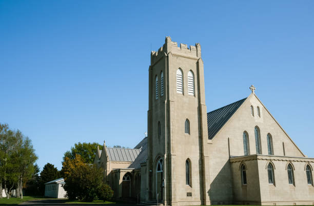 istock Stone church with turret style tower 1461213047
