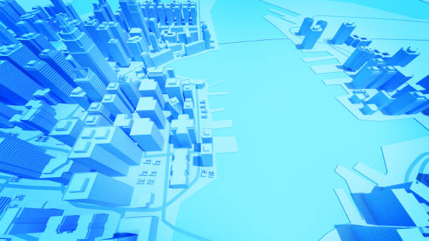 istock In the business district, one may observe office buildings and large structures.,Low-polygon cityscape,3d rendering 1461214124