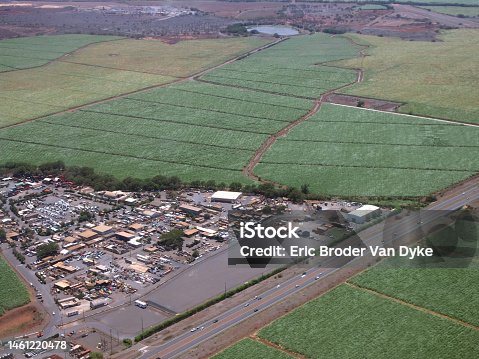 istock Aerial View of Crop Fields and Industrial Park in Maui, Hawaii 1461220478