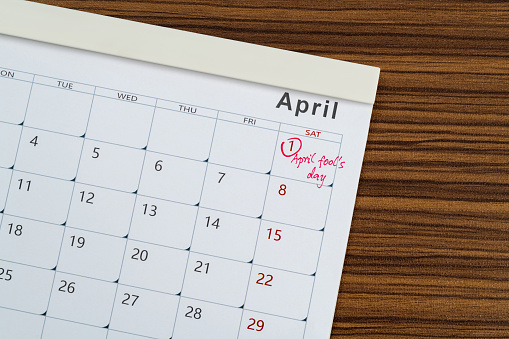 Red mark on the calendar at April 1.