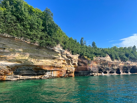 Famous for its colorful rock formations at Pictured Rocks National Lakeshore.
