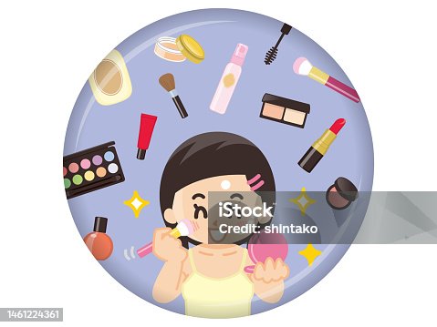 istock Women who make up and various cosmetic goods 1461224361