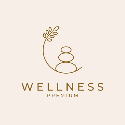 wellness rock zen stone stones symbol line art vector icon illustration design