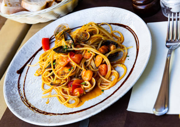 istock Plate of pasta with seafood 1461228707