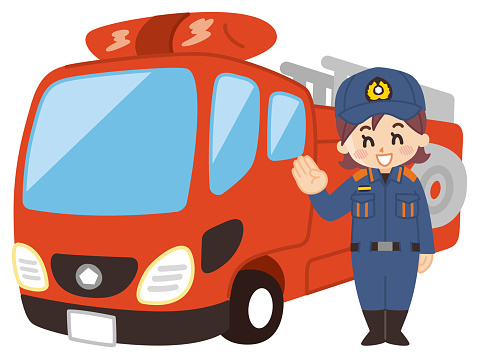 Camión DE Bomberos Hembra & Bomberos Vector Camión DE Bomberos Hembra & Bomberos Vector