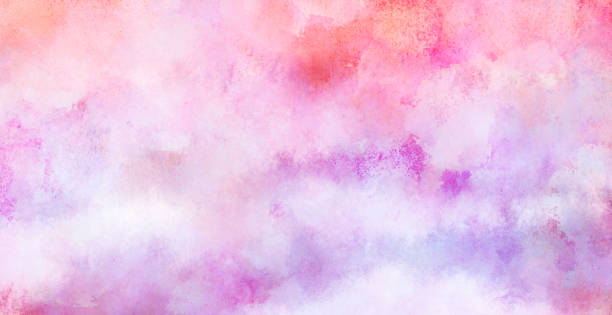 istock Flowery Watercolor Gradient Backgrounds, Spring Pink And Purple 1461243572