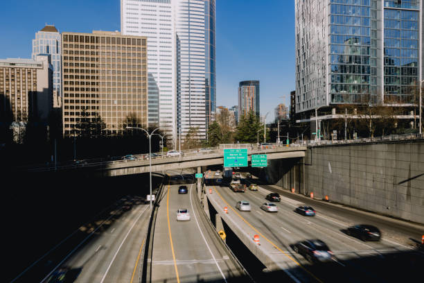 istock Downtown Seattle City skylines and Interstate freeways 1461244290