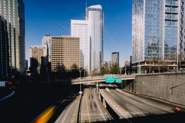 istock Downtown Seattle City skylines and Interstate freeways 1461244298