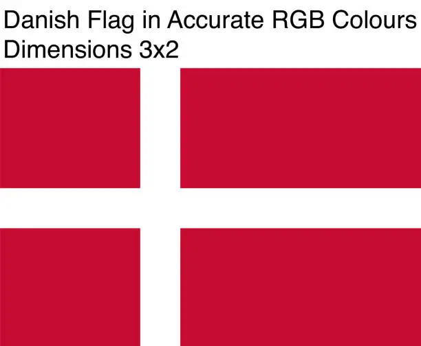 Vector illustration of Danish Flag in Accurate RGB Colors (Dimensions 3x2)