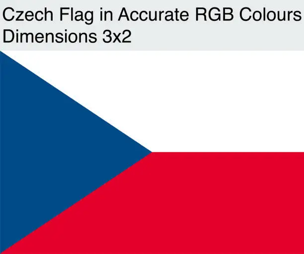 Vector illustration of Czech Flag in Accurate RGB Colors (Dimensions 3x2)