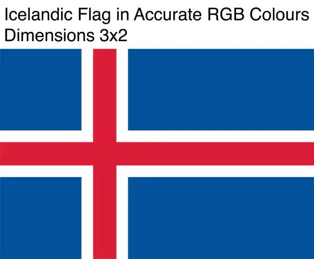 Vector illustration of Icelandic Flag in Accurate RGB Colors (Dimensions 3x2)