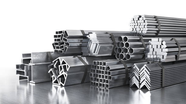 istock Stack of rolled metal isolated on a metal background. 3d illustration 1461248999