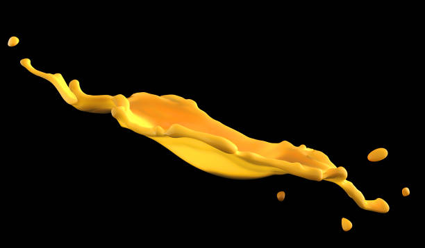 istock Orange juice splash on a black background. 3d illustration 1461251650