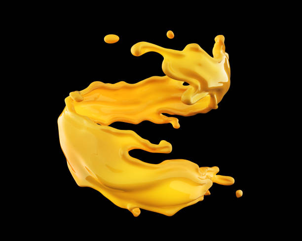 istock Orange juice splash on a black background. 3d illustration 1461251700