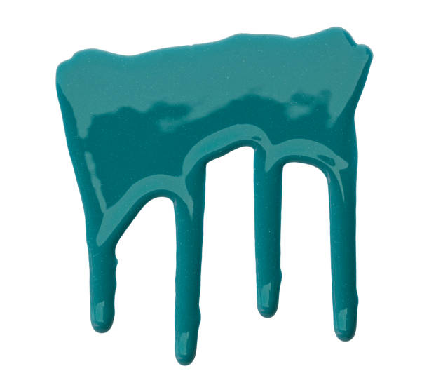 istock Green, blue-green with pigments flowing down. Isolated on white background. 1461253620