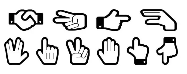 Vector illustration of Hands collection  icon on  transparent background