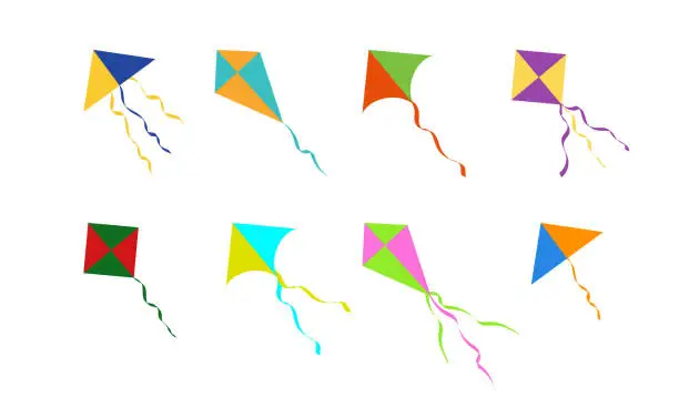 Vector illustration of Kites, vector set.