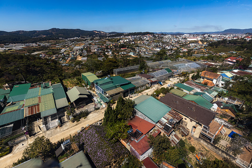 Da Lat, Lam Dong, Vietnam - December 20, 2019: The City of Dal Lat in the Moon Valley