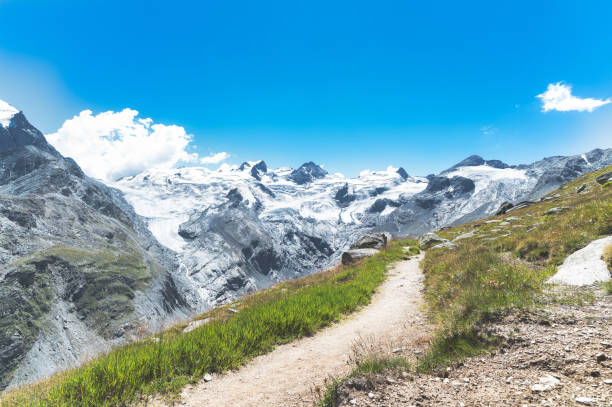 Roseg valley hiking trail in the Swiss Alps